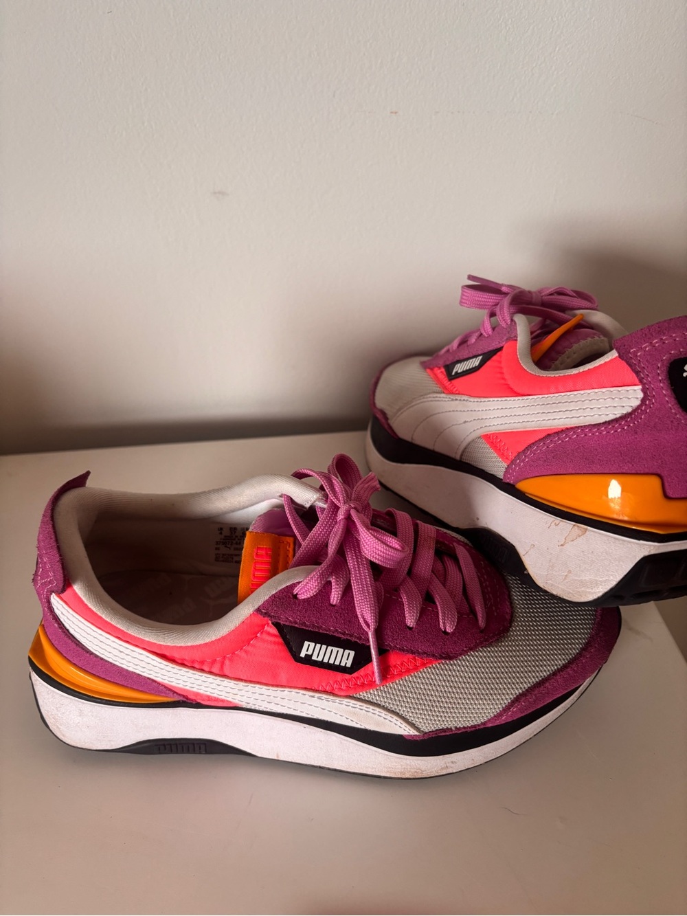 Puma Women's Pink, Magenta & Orange Low-Top Sneakers